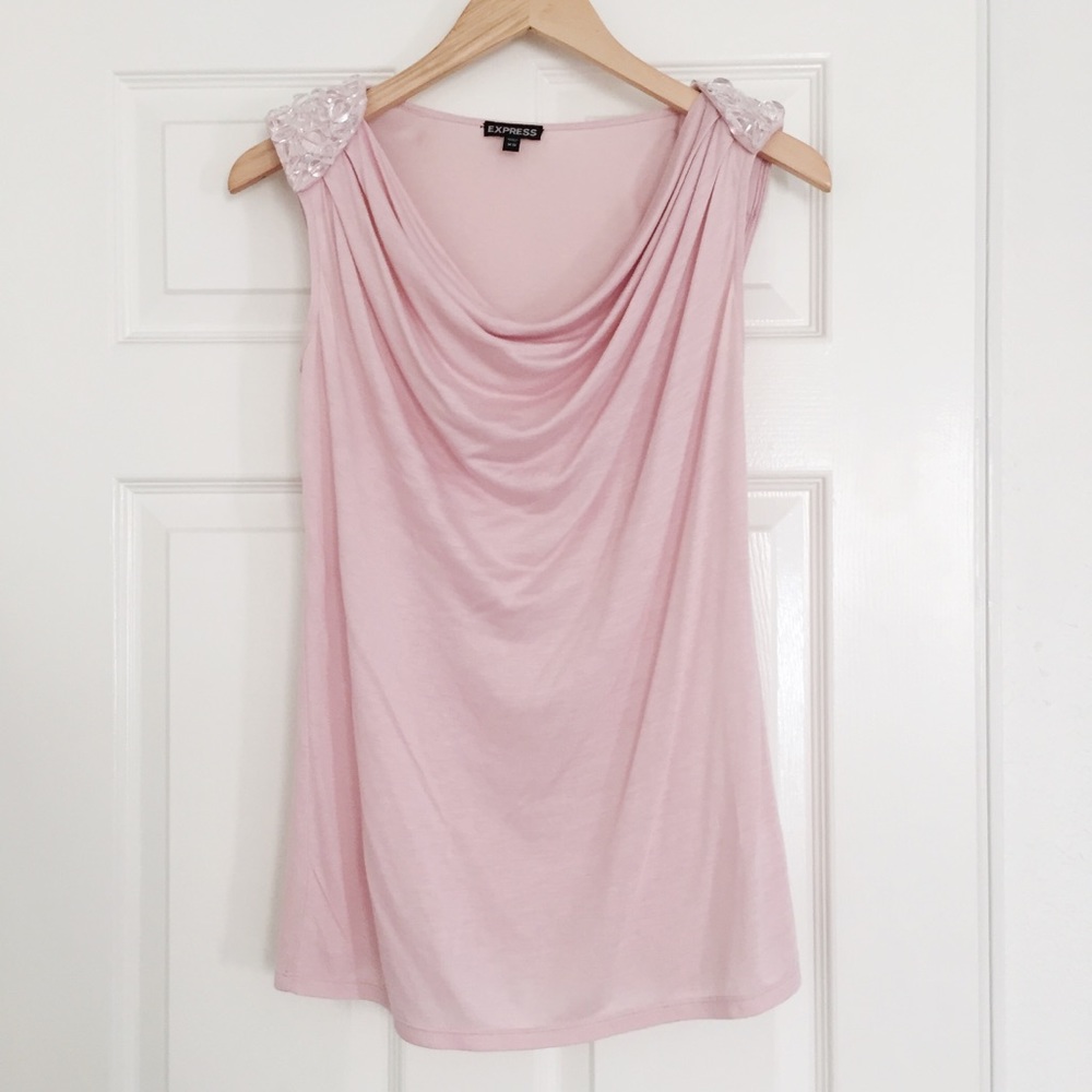 Express Drapey Embellished Cowl Neck Top